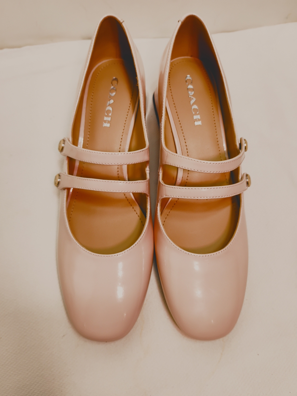 Coach Women’s Pink Double-Strap Mary Jane Flats